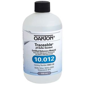 Oakton Traceable pH Standard Buffer with Calibration, Clear, pH 10; 500 mL - WD-00651-04
