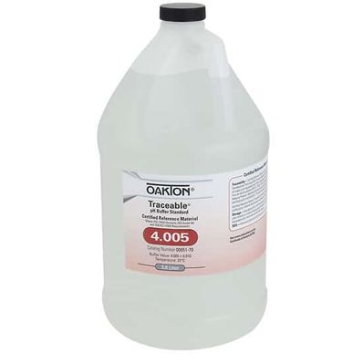 Oakton Traceable pH Standard Buffer with Calibration, Clear, pH 4, 4 L - WD-00651-70