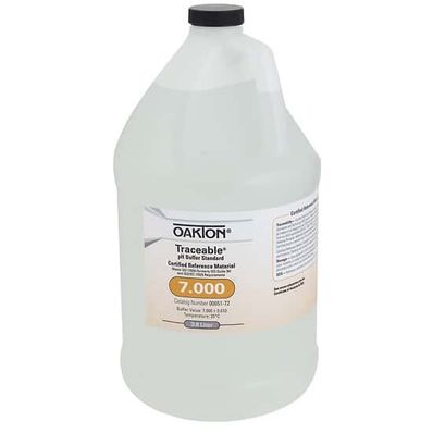 Oakton Traceable pH Standard Buffer with Calibration, Clear, pH 7, 4 L - WD-00651-72