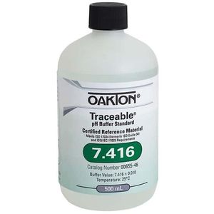 Oakton Traceable pH Standard Buffer with Calibration, Clear, pH 7.416; 500 mL - WD-00655-46