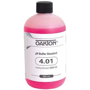 Oakton Traceable pH Standard Buffer with Calibration, Red, pH 4; 500 mL - WD-00651-06