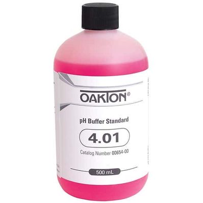 Oakton Traceable pH Standard Buffer with Calibration, Red, pH 4; 500 mL - WD-00651-06