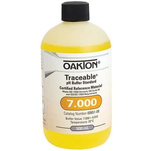 Oakton Traceable pH Standard Buffer with Calibration, Yellow, pH 7; 500 mL - WD-00651-08
