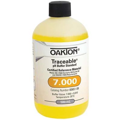 Oakton Traceable® pH Standard Buffer with Calibration, Yellow, pH 7; 500 mL - WD-00651-08 Oakton Traceable® pH Standard Buffer with Calibration, Yellow, pH 7; 500 mL - WD-00651-08