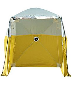 Pelsue Ground Tent, Yellow and White, 4' x 4' x 6'H, with Case - 6504A Pelsue Ground Tent, Yellow and White, 4' x 4' x 6'H, with Case - 6504A