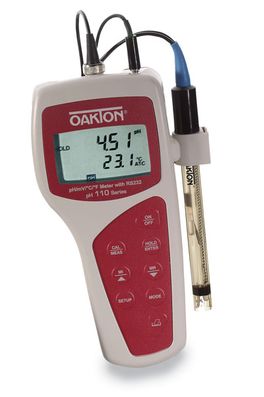 Oakton pH 110 Portable pH/mV Meter with RS232 Port and All-in-One pH/Temperature Probe, with NIST Traceable Certificate of Calibration - WD-35615-21