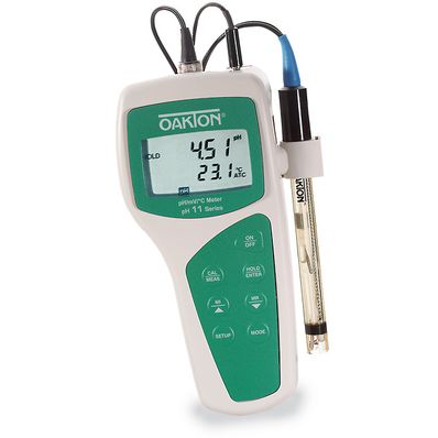 Oakton pH 11 Portable pH/mV Meter with All-in-One pH/Temperature Probe, with NIST Traceable Certificate of Calibration - WD-35614-23