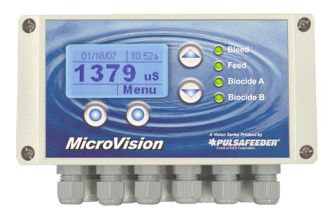 Quantrol MicroVision Cooling Tower Controller, Toroidal Probe, MV Tower, Cond Bleed, 3 Selectable Timers, 2 Shelves, In/Out Ball Valves, Y-Strainer, Inj Tees, Rails - No Pumps - MVS1PC-XXX