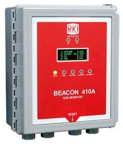 RKI Instruments Beacon 410A Four Channel Wall Mount Controller with Battery Charging and Strobe/Horn - 72-2104A-06