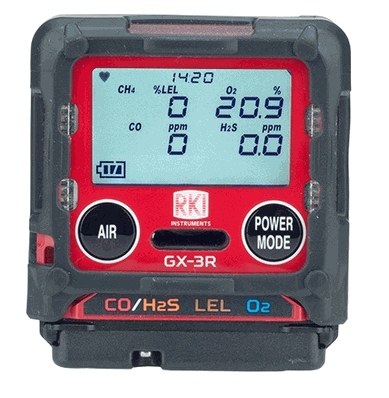 RKI Instruments GX-3R 3-Gas Confined Space Monitor, LEL / O2 / CO with Li-Ion Battery Pack with 12 VDC Charger and Vehicle Plug - 72-RC-D RKI Instruments GX-3R 3-Gas Confined Space Monitor, LEL / O2 / CO with Li-Ion Battery Pack with 12 VDC Charger and Vehicle Plug - 72-RC-D