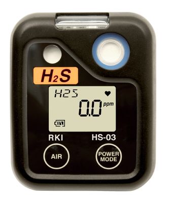 RKI Instruments HS-03 Single Gas Personal Monitor, 0-100 ppm H2S with Alligator Clip and Alkaline Batteries - 73-0062