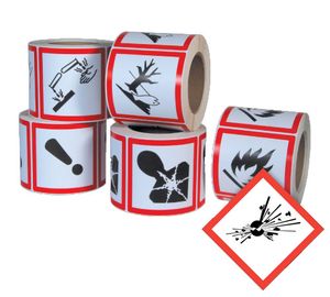GHS Explosion Pictogram Labels (4" x 4"), 500/roll - GHS1259 GHS Explosion Pictogram Labels (4" x 4"), 500/roll - GHS1259