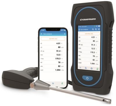 Sauermann Si-CA 130 Gas Analyzer Kit 3AH, three gas sensors (O2, CO, NO), 7" (180mm) Probe, ABS hard plastic carrying case - 27512