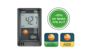 Testo 174 H (black) mini temperature data logger, including wall bracket, batteries, USB cable - 0572 1741 02