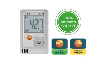 Testo 174 H (white) mini temperature data logger, including wall bracket, batteries, USB cable - 0572 1741 01