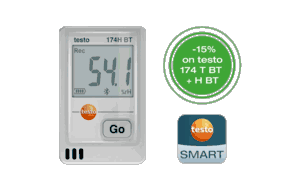 Testo 174H BT (white) mini temperature data logger, including wall bracket, batteries and test report - 0572 1743 01
