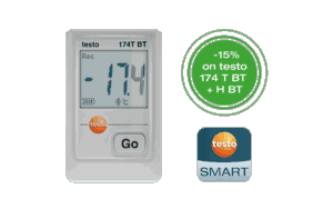 Testo 174T BT (white) mini temperature data logger, including wall bracket, batteries and test report - 0572 1742 01
