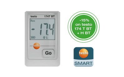 Testo 174T BT (white) mini temperature data logger, including wall bracket, batteries and test report - 0572 1742 01