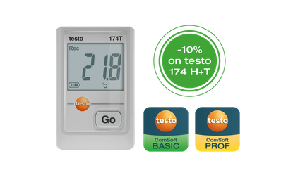 Testo 174T (white) mini temperature data logger, including wall bracket, batteries, USB cable - 0572 1740 01