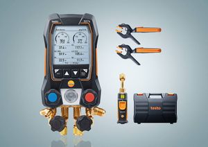 Testo 557s Smart Vacuum Kit with Hoses - Smart Digital Manifold with Wireless Vacuum and Wireless Temperature Probes and 4 Hose Set - 0564 5572 01
