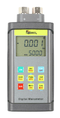 TPI 665L Dual Input Differential Manometer, Designed for Liquids, Dual input, 7 selectable units of measure, 1/4NPT fittings, data logging
