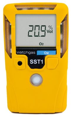 WatchGas SST1 Single Gas Detector, O2 0-25%vol. Serviceable - Real Time Display (Oxygen) - SST1-O