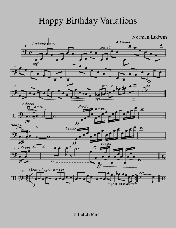 NORMAN LUDWIN- Happy Birthday Variations