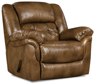 The King of Comfort Denver Rocker Recliner features plush  top grain leather with  pad-over chaise leg support for optimal comfort. You will also find double needle accent stitching and tufted cushions which make this chair is a must-have for your home!