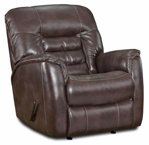 The King of Comfort  Indigo Rocker Recliner is the perfect addition to any home. It features plush, pad-over chaise seating, accent stitching, and a contemporary track arm. This recliner is guaranteed to be the best seat in the house.