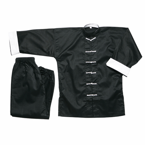 Kung Fu Uniform Black with White Cuffs/buttons