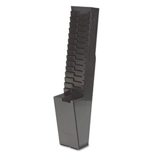 25-Pocket Expanding Time Card Rack, Plastic, Black, Sold as 1 Each
