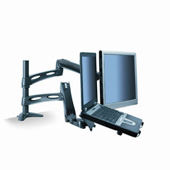 3M Adjustable Desk Monitor/Notebook Arm, 20 lbs, 18-1/8 x 16-7/8 x 6-3/8, Black MMMMA220MB