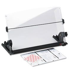 3M In-Line Adjustable Desktop Copyholder, Plastic, 150 Sheet Capacity, Black/Clear MMMDH630