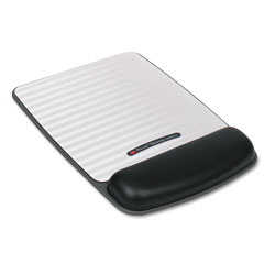 3M Mouse Pad w/Wrist Rest, Nonskid Base, 9-3/8 x 10-1/4, Black/Metallic Gray MMMWR421LE