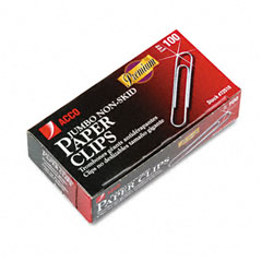 ACCO Nonskid Premium Paper Clips, Wire, Jumbo, Silver, 100/Box, 10 Boxes/Pack ACC72510