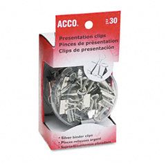 ACCO Presentation Clips, Steel/Nickel, Assorted Size Clips, Silver, 30/Box ACC71138