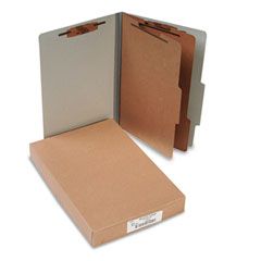 ACCO Pressboard 25-Pt. Classification Folders, Legal, Six-Section, Mist Gray, 10/Box ACC16056
