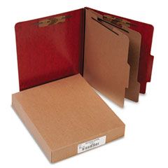 ACCO Presstex 20-Point Classification Folders, Letter, Six-Section, Red, 10/Box ACC15006