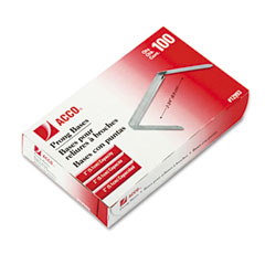 ACCO Prong Paper File Fasteners, Two Inch Base, Steel, 100/Box ACC12993