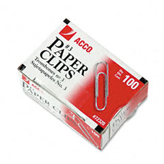 ACCO Smooth Economy Paper Clip, Steel Wire, No. 3, Silver, 100/Box, 10 Boxes/Pack ACC72320