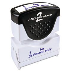 Accustamp2 Accustamp2 Shutter Stamp with Microban, Blue, FOR DEPOSIT ONLY, 1 5/8 x 1/2 COS035601