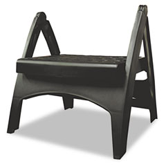 Adams Manufacturing Quik-Fold Plastic Step Stool, Arched Foot Guides, 9 x 11-1/2 x 8, Black ADM8530023730