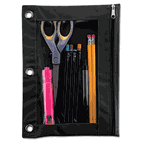Advantus Binder Pencil Pouch, 10 x 7 3/8, Black/Clear AVT67024