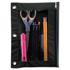Advantus Binder Pencil Pouch, 10 x 7 3/8, Black/Clear AVT67024