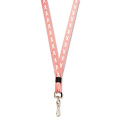 Advantus Breast Cancer Awareness Lanyard, J-Hook Style, 36" Long,White Ribbon,Pink,10/Box AVT75568