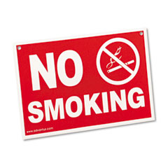 Advantus Economy No Smoking Wall Sign, Plastic, 12 x 8, Red AVT83639