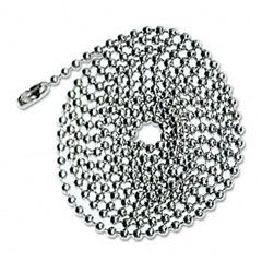 Advantus ID Badge Holder Chain, Ball Chain Connector Style, 36" Long, Chrome, 100/Box AVT75417