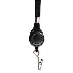 Advantus Lanyards with Retractable ID Reels, Clip Style, 36" Long, Black, 12/Box AVT75549