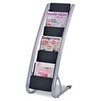 Alba Literature Floor 6-Pocket Display Rack, 13-3/8w x 19-3/4d x 36-5/8h, BLK/Chrome ABADDEXPO6