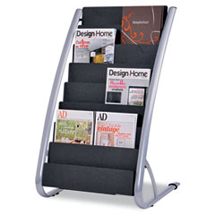 Alba Literature Floor 8-Pocket Display Rack, 22-7/8w x 19-3/4d x 36-5/8h, BLK/Chrome ABADDEXPO8